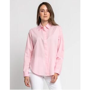 Hinson Wu Button Up Gemma Long‎ Sleeve Garment Dyed Shirt Pink Size M